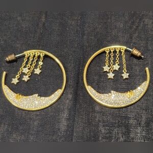 Eye Candy Moon And Stars Celestial Hoop Earrings